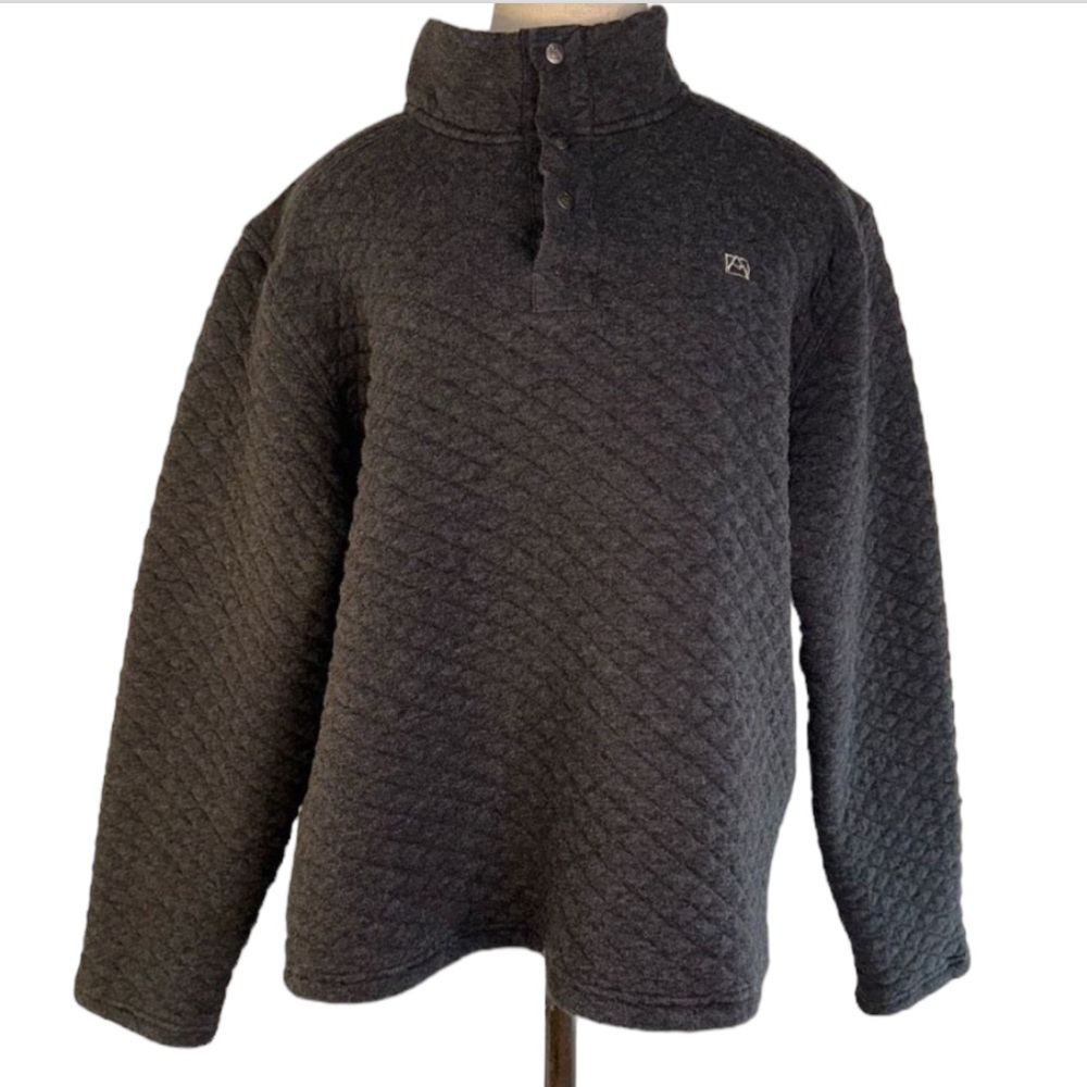 Avalanche Men’s XL Quilted Gray Quarter Snap Pullover Sweatshirt Outdoor Warm